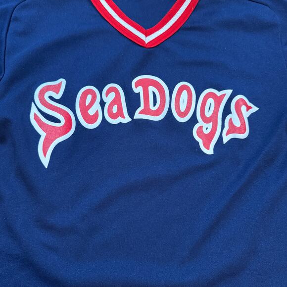 Vintage Portland Sea Dogs Jersey Red Sox Baseball Mens S Wilson Navy Red - Picture 3 of 8